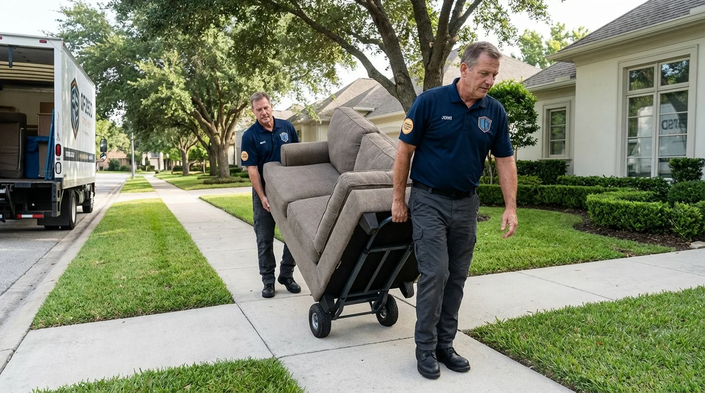 Local residential moving crew loading furniture in Winnsboro, LA