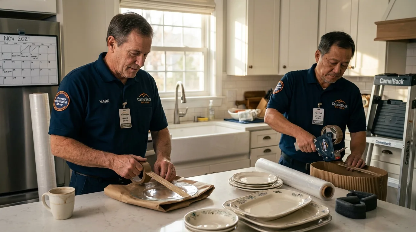 Professional crew packing kitchen dishware in Winnsboro, LA