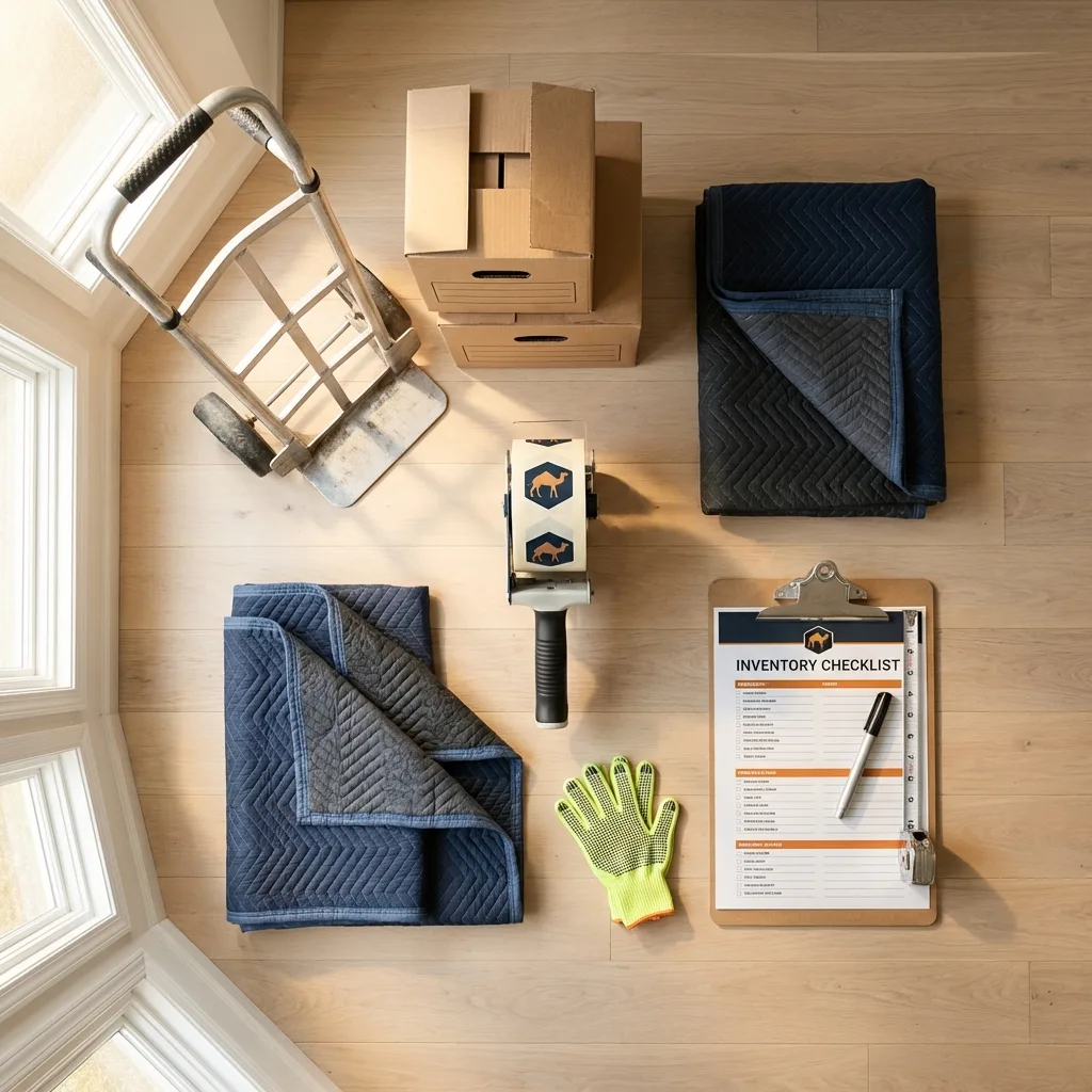 Professional moving supplies and packing materials layout for Winnsboro residential relocations